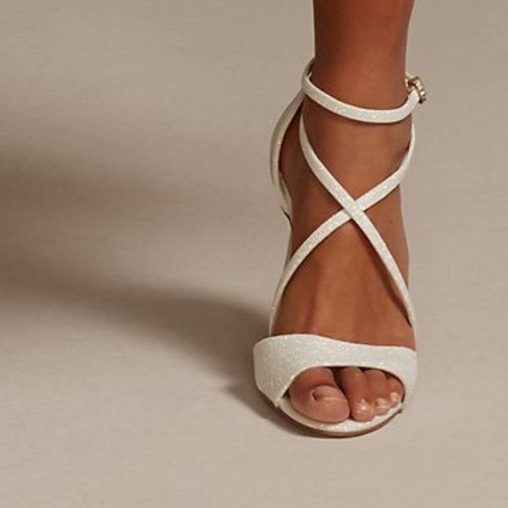 Vera Wang White Glitter Heels